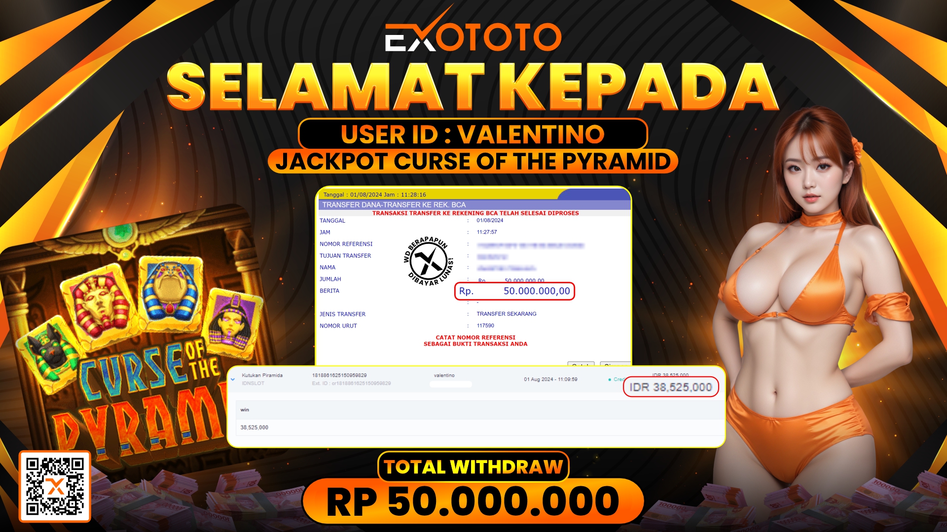 EXOTOTO JACKPOT DI SLOT CURSE OF THE PYRAMID  RP. 50.000.000,- LUNAS