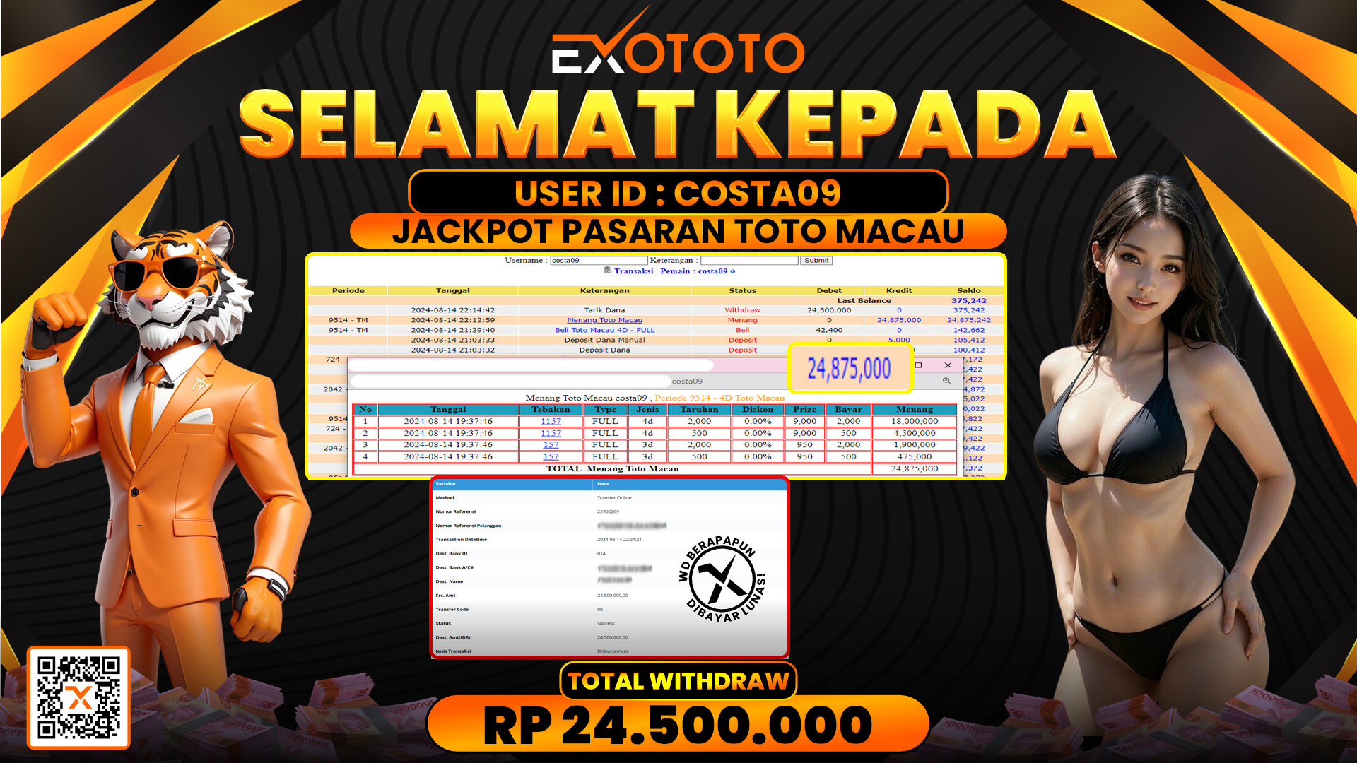 EXOTOTO JACKPOT DI TOGEL PASARAN TOTOTMACAU RP. 24.500.000,- LUNAS