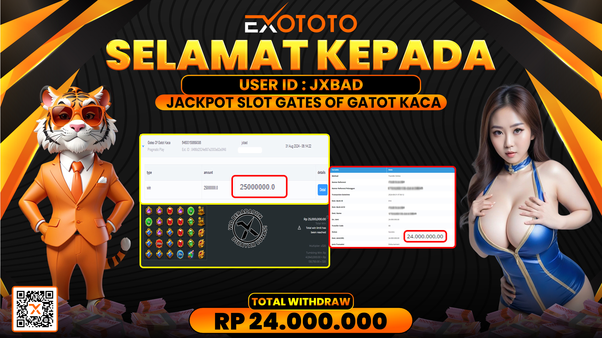 EXOTOTO JACKPOT DI SLOT GATES OF GATOT KACA RP. 24.000.000,- LUNAS
