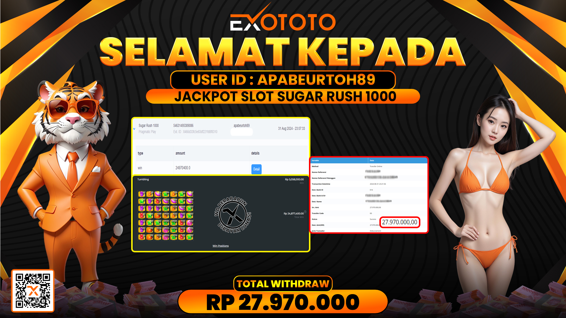EXOTOTO JACKPOT DI SLOT SUGAR RUSH 1000 RP. 27.970.000,- LUNAS
