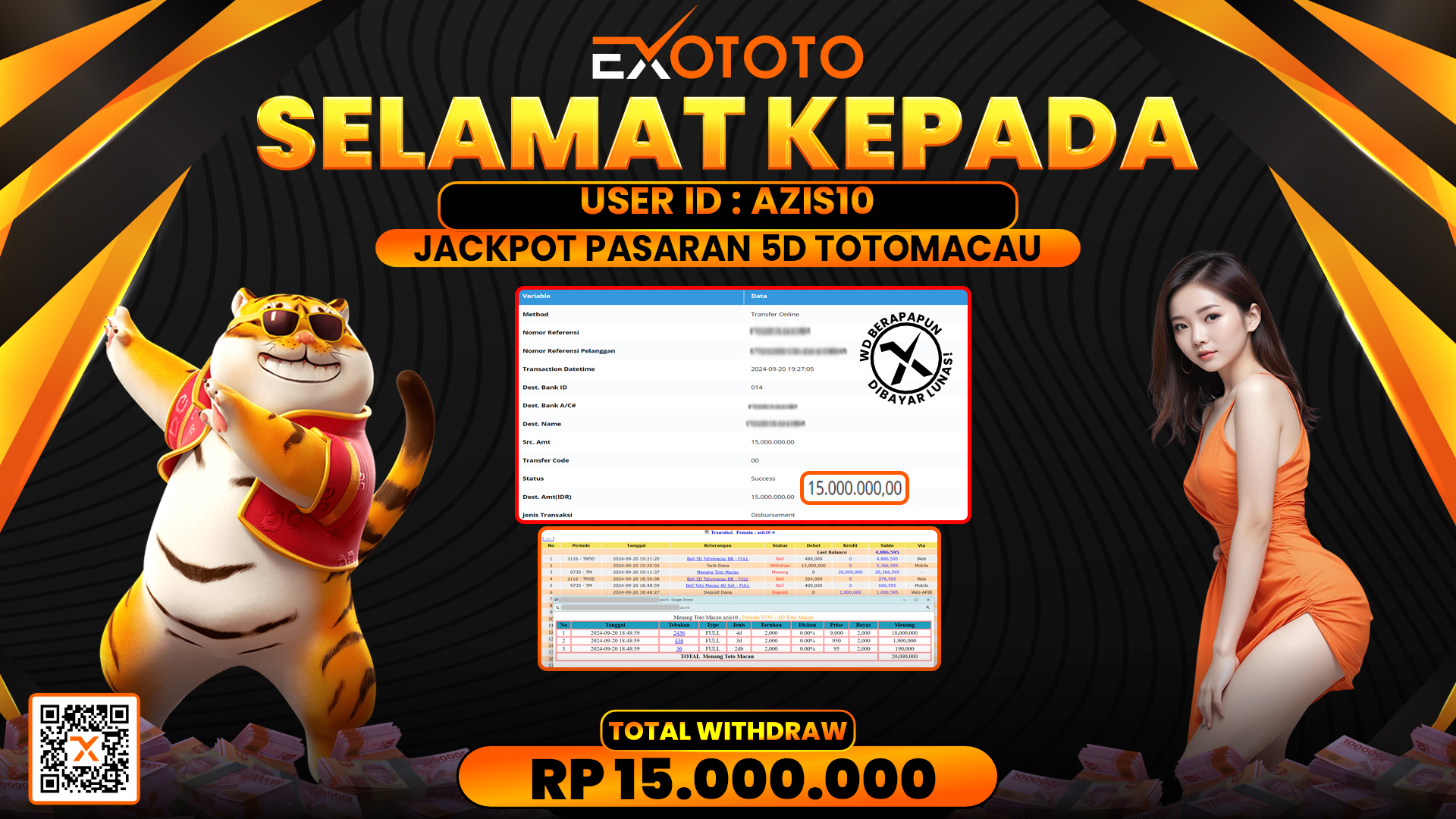 EXOTOTO JACKPOT DI TOGEL TOTOMACAU 5D RP. 15.000.000,- LUNAS