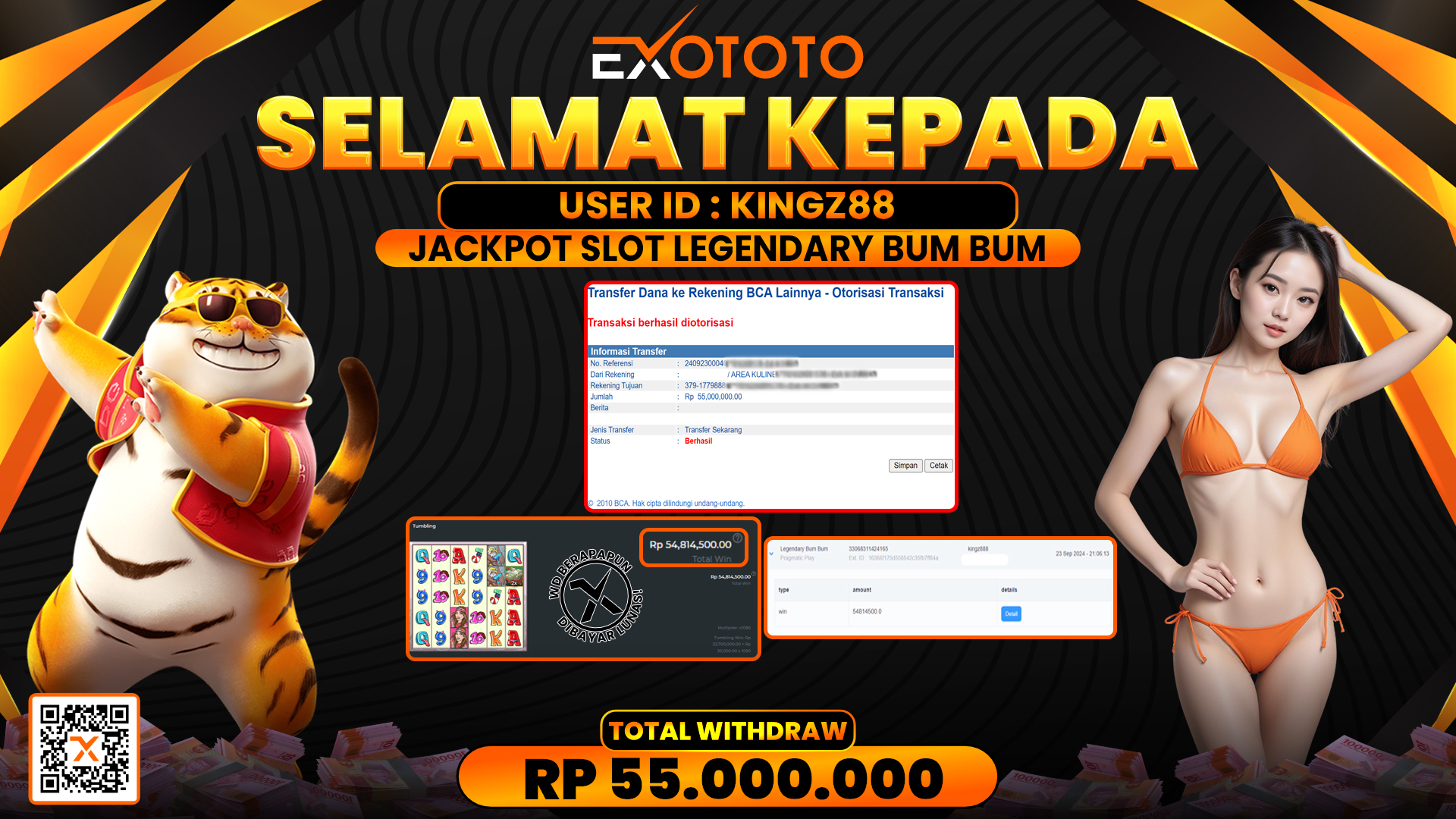 EXOTOTO JACKPOT DI SLOT LEGENDRY BUM BUM RP. 55.000.000,- LUNAS