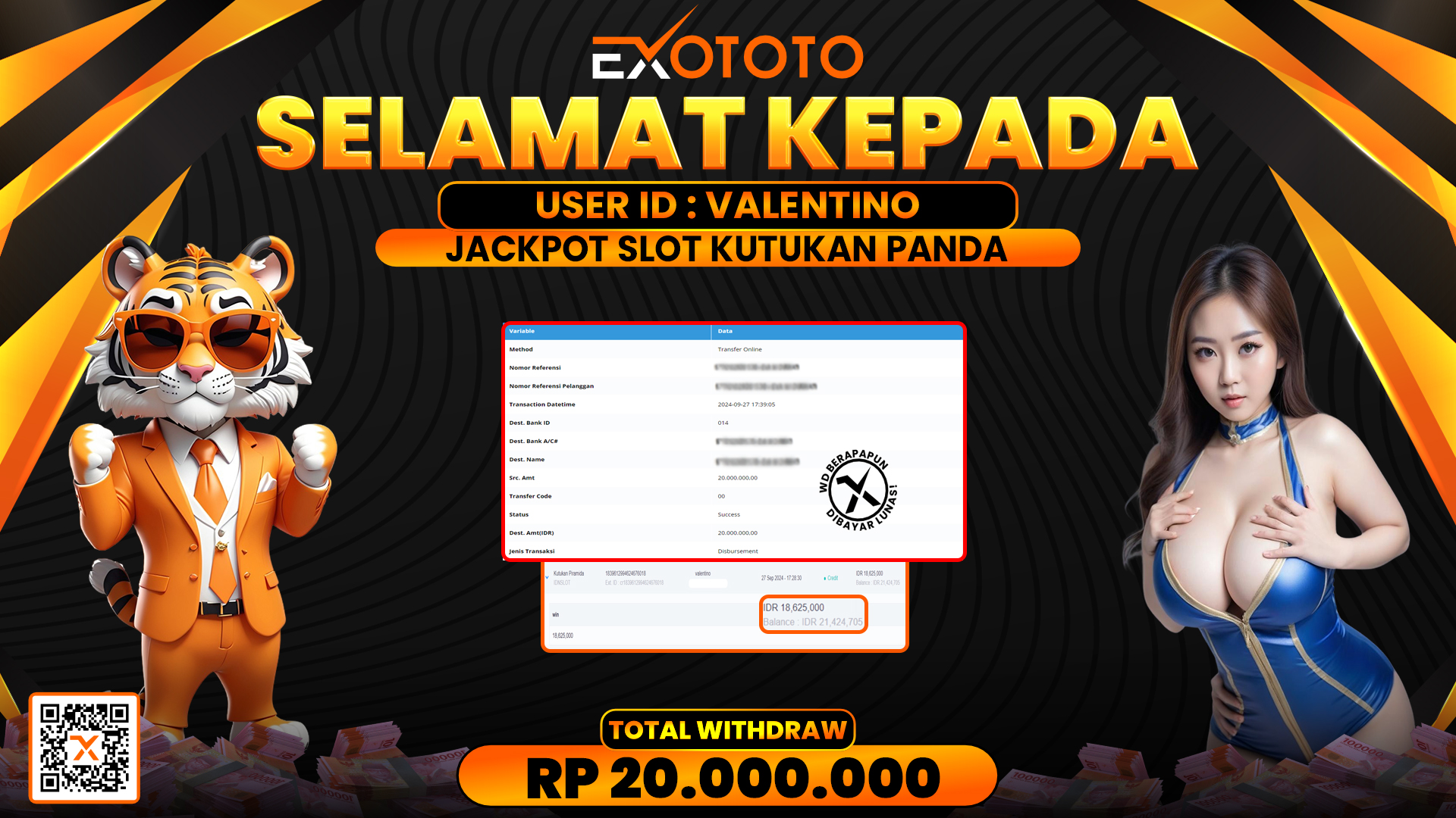 EXOTOTO JACKPOT DI SLOT KUTUKAN PANDA RP. 20.000.000,- LUNAS