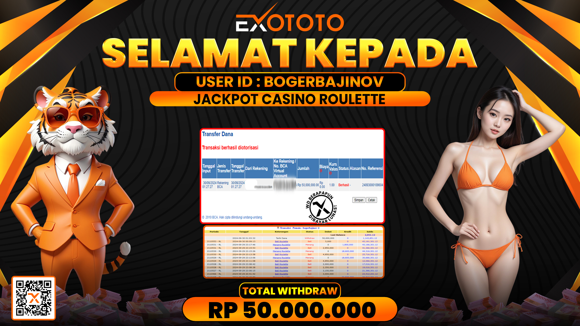 EXOTOTO JACKPOT DI CASINO ROULETTE RP. 50.000.000,- LUNAS