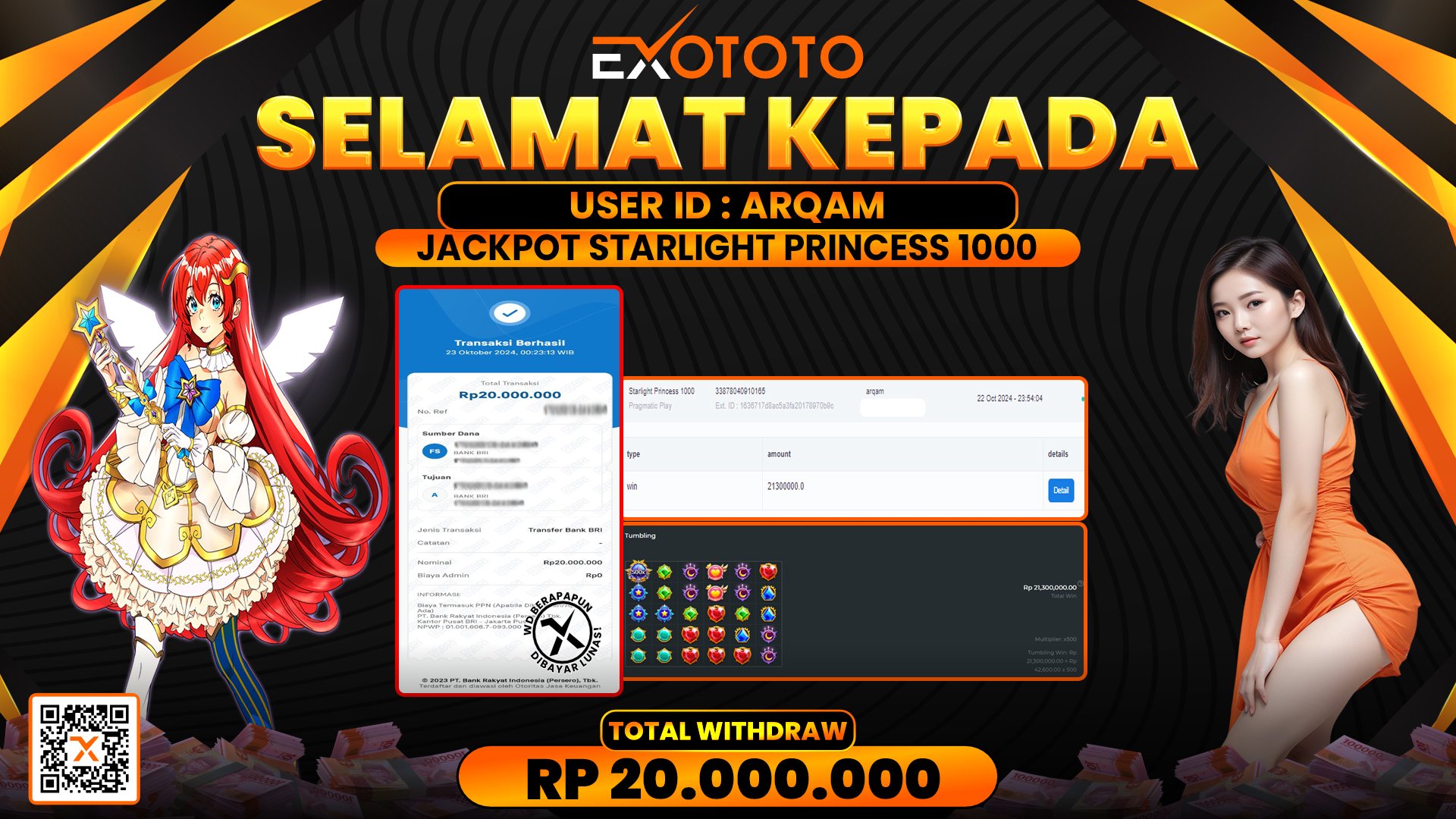EXOTOTO JACKPOT DI SLOT STARLIGHT PRINCES 1000 RP. 20.000.000,- LUNAS
