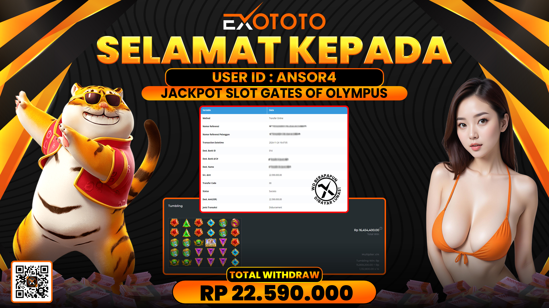 EXOTOTO JACKPOT DI SLOT GATES OF OLYMPUS RP. 22.590.000,- LUNAS