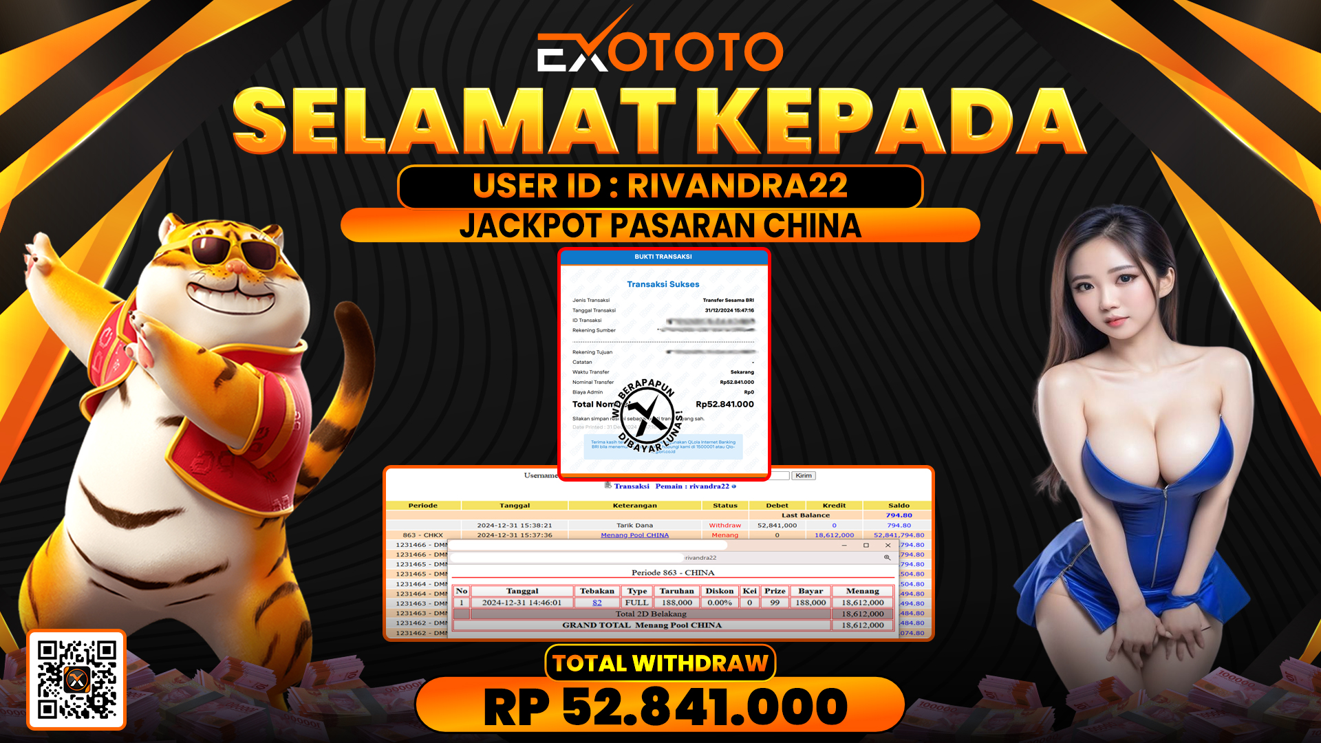 EXOTOTO JACKPOT DI PASARAN CHINA RP. 52.841.000,- LUNAS
