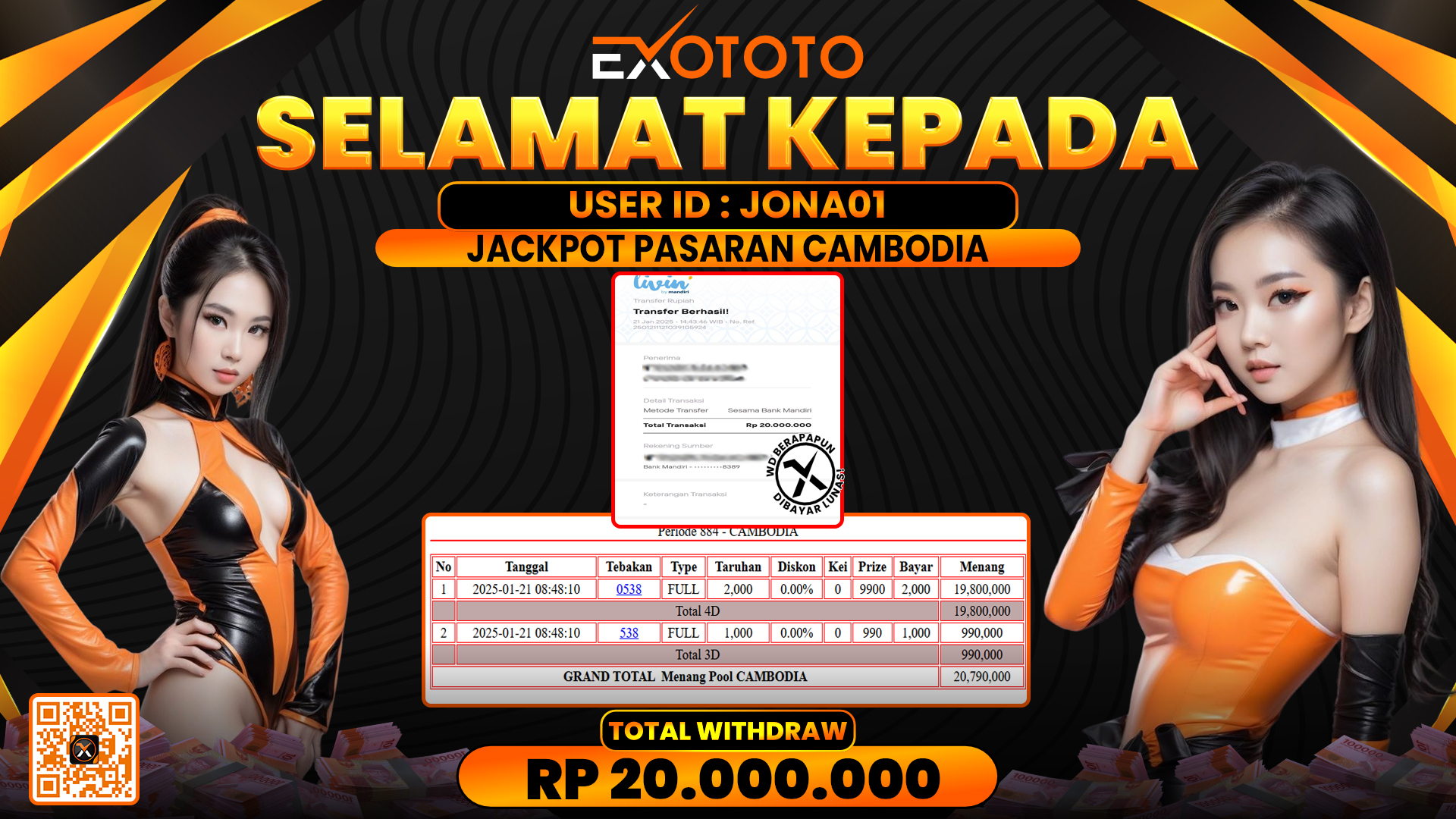 EXOTOTO JACKPOT DI PASARAN CAMBODIA RP. 20.000.000,- LUNAS