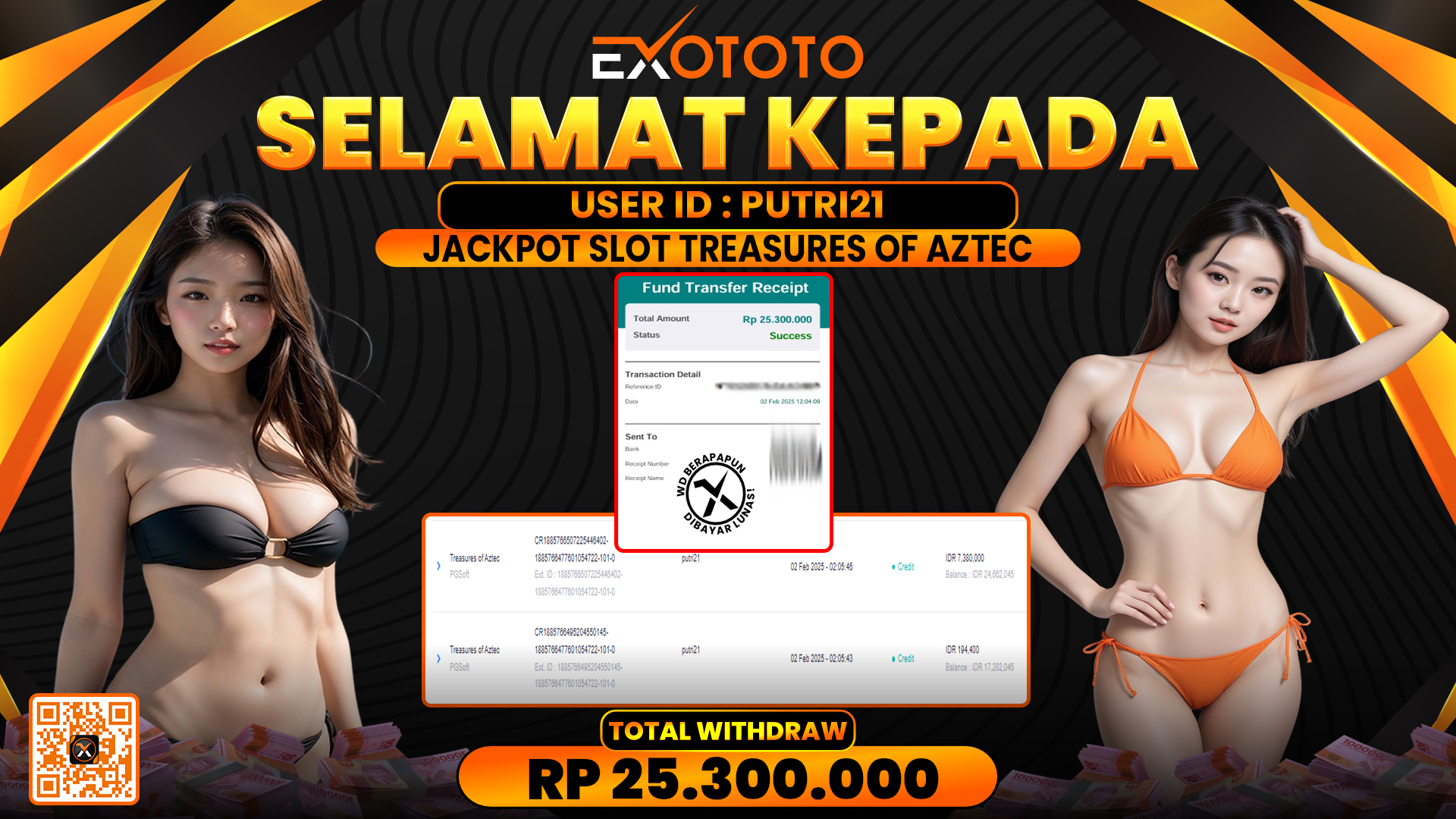 EXOTOTO JACKPOT DI SLOT TREASURES OF AZTEC RP. 25.300.000,- LUNAS