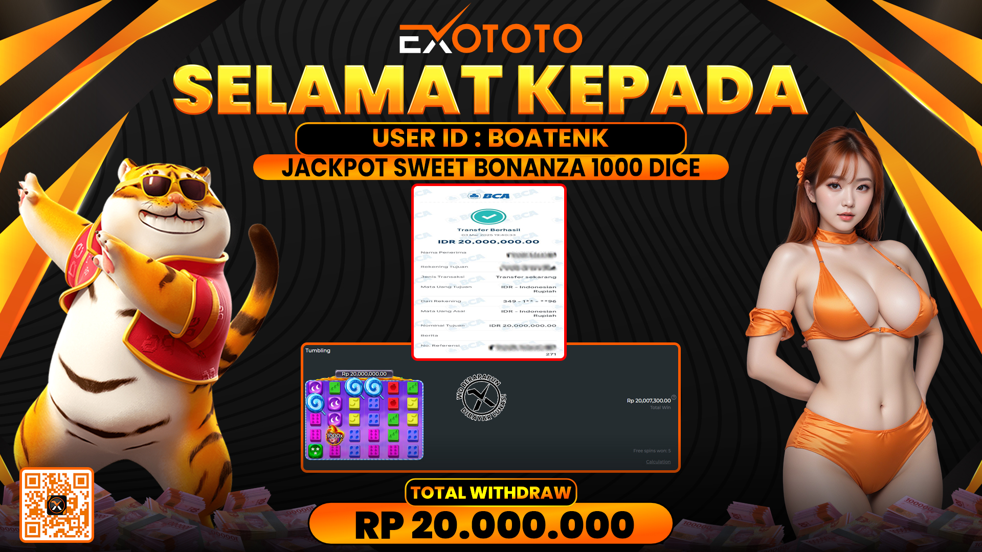 EXOTOTO JACKPOT DI SWEET BONANZA 1000 DICE RP. 23.000.000,- LUNAS