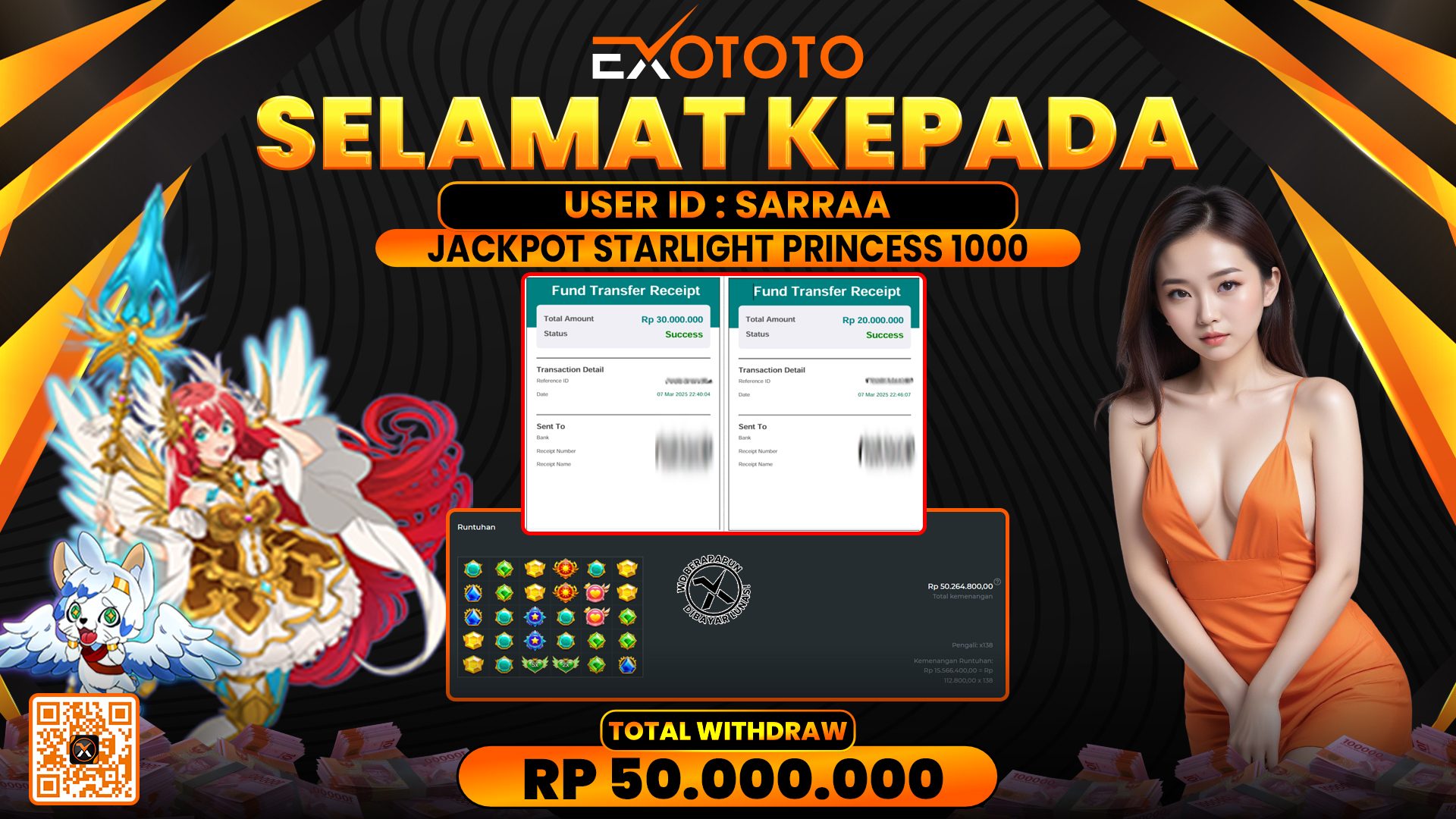 EXOTOTO JACKPOT DI STARLIGHT PRINCESS 1000 RP. 50.000.000,- LUNAS