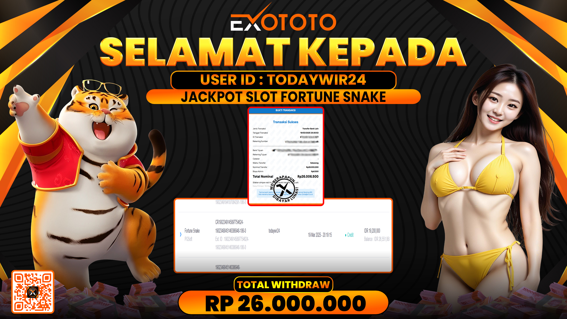 EXOTOTO JACKPOT DI SLOT FORTUNE SNAKE RP. 26.000.000,- LUNAS