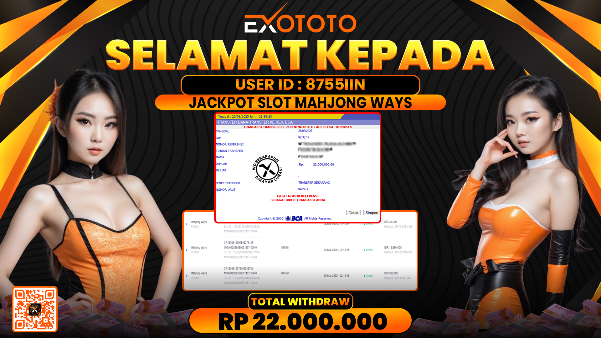 EXOTOTO JACKPOT DI SLOT MAHJONG WAYS RP. 22.000.000,- LUNAS