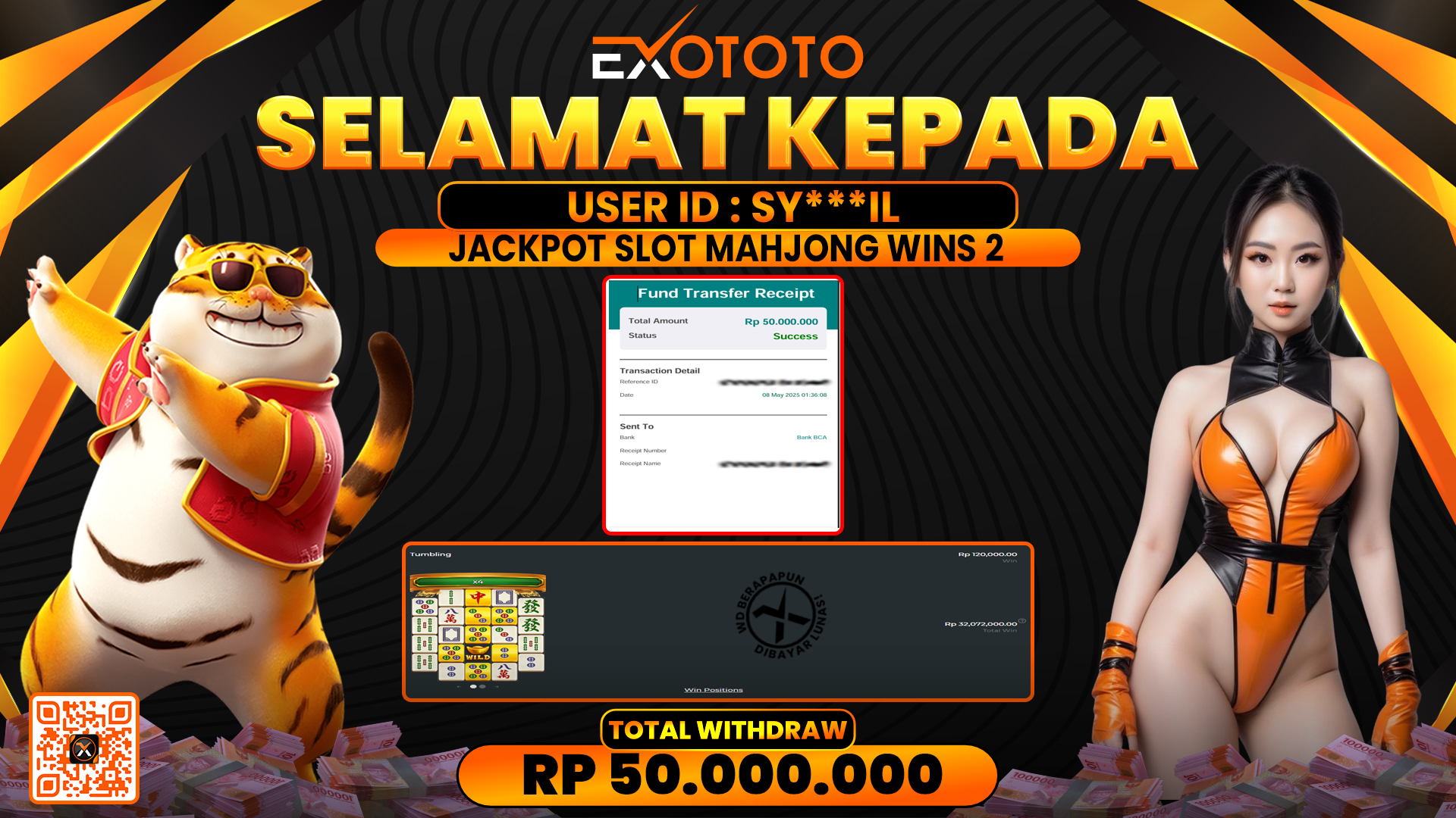 EXOTOTO JACKPOT DI SLOT MAHJONG WINS 2 RP. 50.000.000,- LUNAS