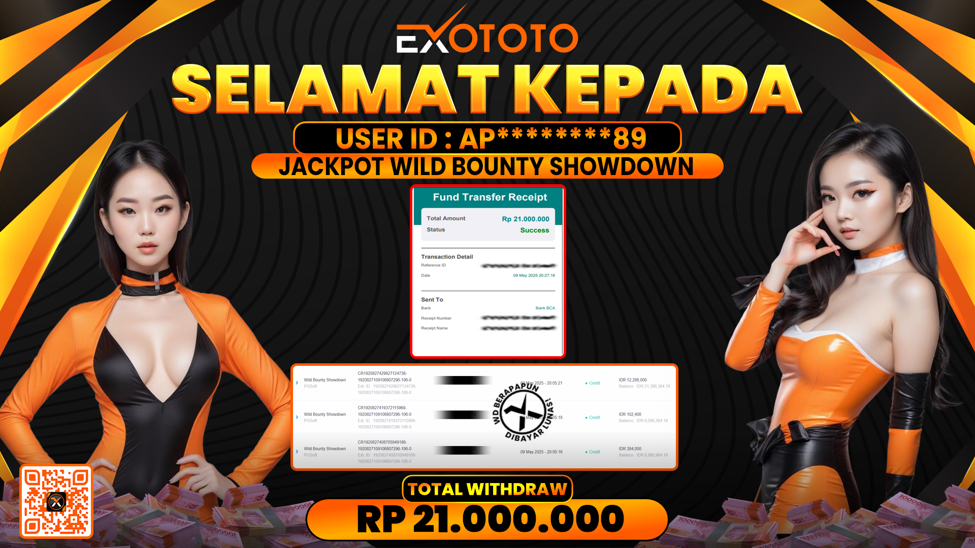 EXOTOTO JACKPOT DI SLOT WILD BOUNTY SHOWDOWN RP. 21.000.000,- LUNAS