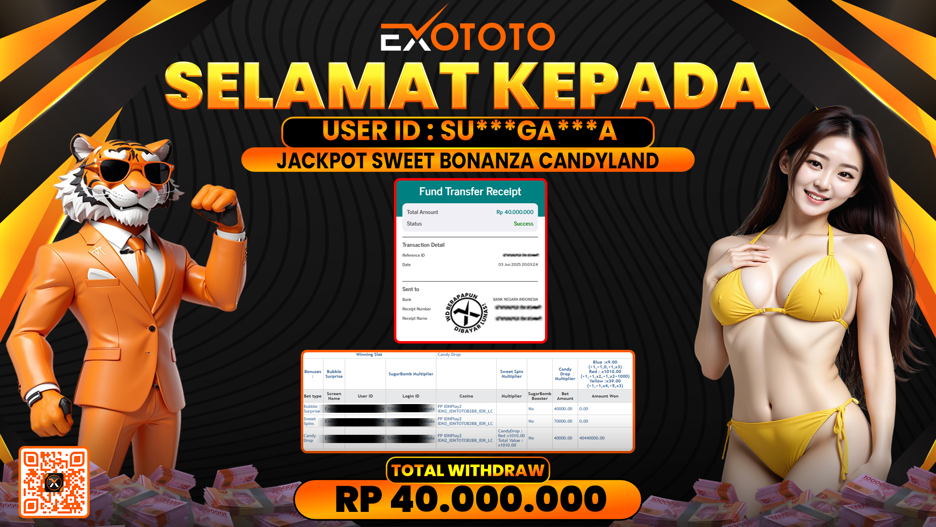 EXOTOTO JACKPOT DI LIVE SWEET BONANZA CANDYLAND RP. 40.000.000,- LUNAS
