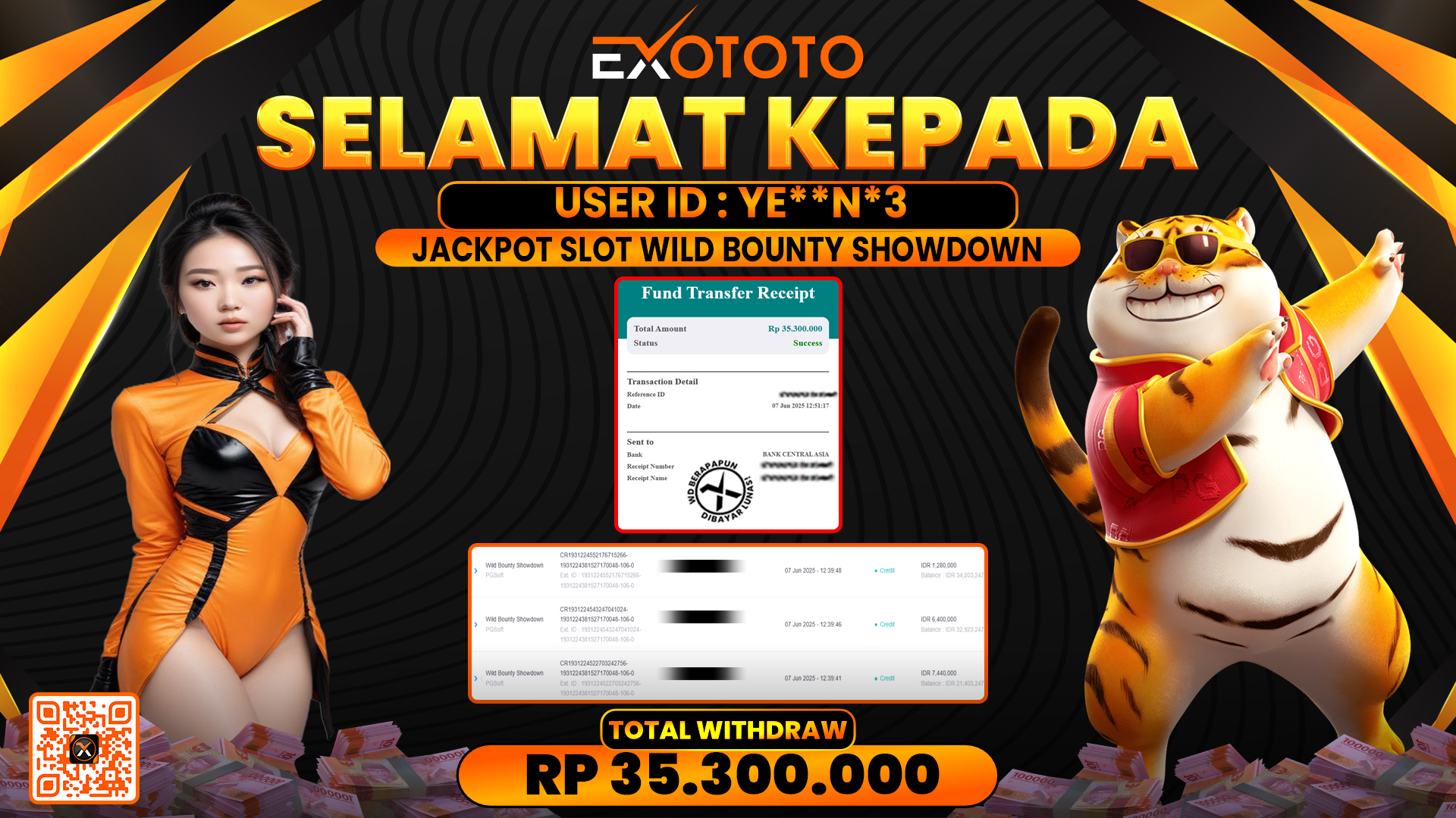 EXOTOTO JACKPOT DI SLOT WILD BOUNTY SHOWDOWN RP. 35.300.000,- LUNAS