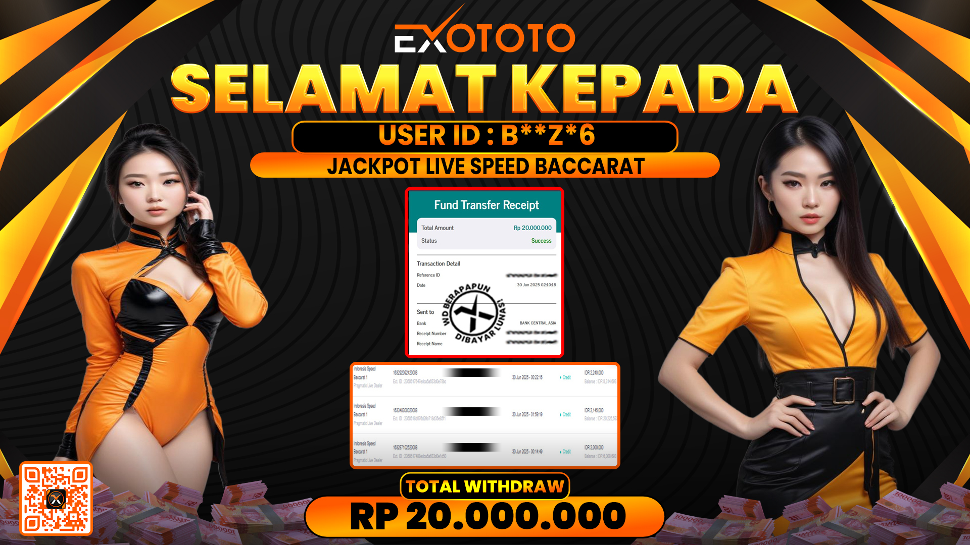 EXOTOTO JACKPOT DI LIVE SPEED BACCARAT RP. 20.000.000,- LUNAS