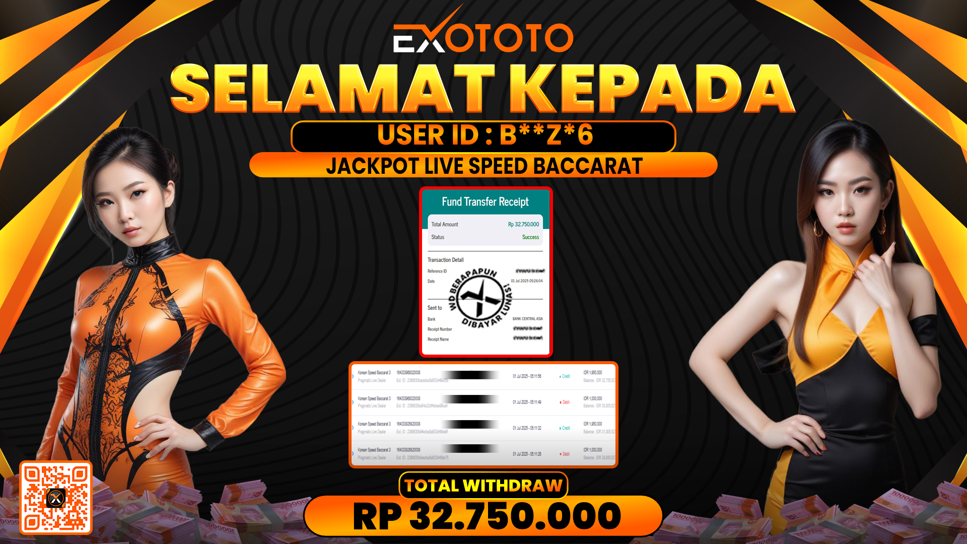 EXOTOTO JACKPOT DI LIVE SPEED BACCARAT RP. 32.750.000,- LUNAS