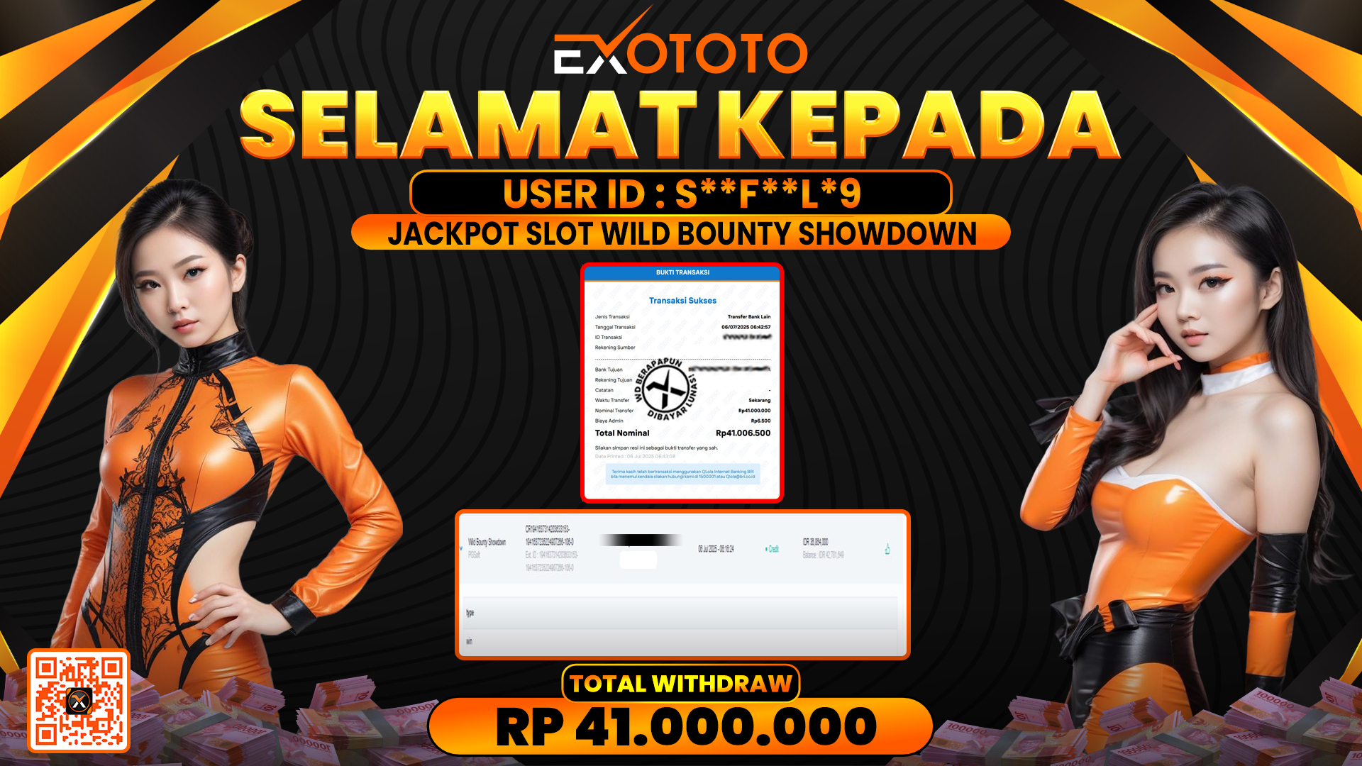 EXOTOTO JACKPOT DI SLOT WILD BOUNTY SHOWDOWN RP. 41.000.000,- LUNAS