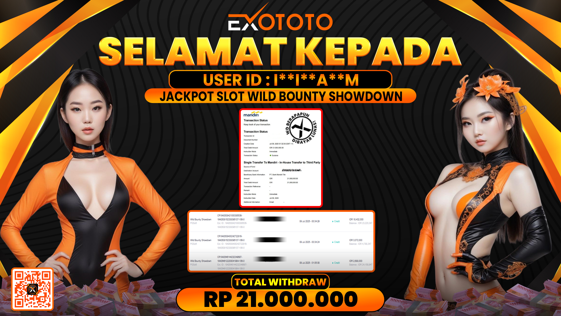 EXOTOTO JACKPOT DI SLOT WILD BOUNTY SHOWDOWN RP. 21.000.000,- LUNAS
