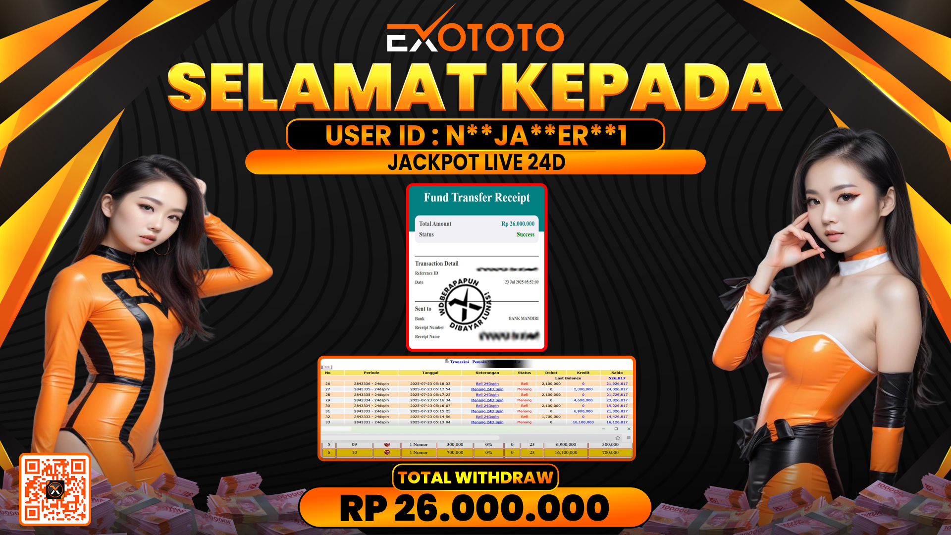 EXOTOTO JACKPOT DI LIVE 24D RP. 26.000.000,- LUNAS