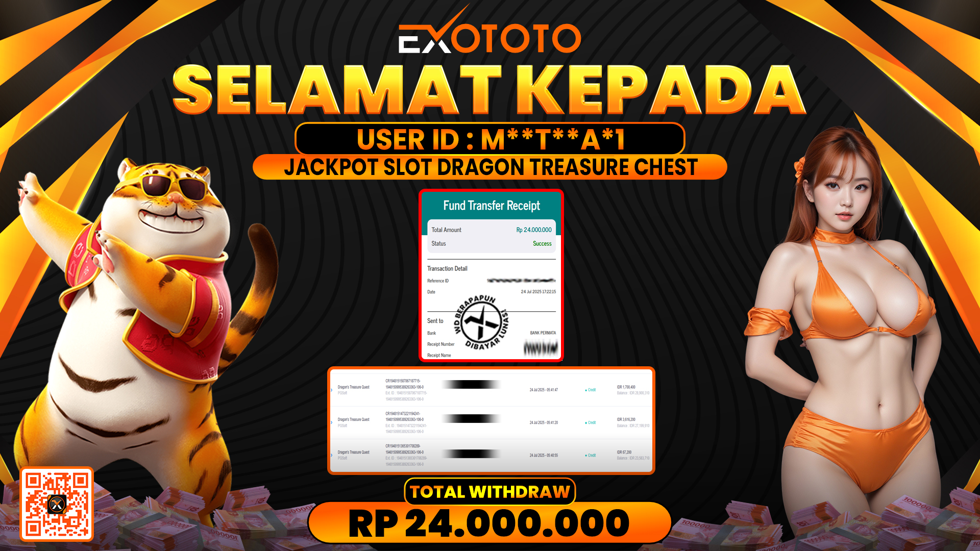 EXOTOTO JACKPOT DI SLOT DRAGON TREASURE CHEST RP. 24.000.000,- LUNAS