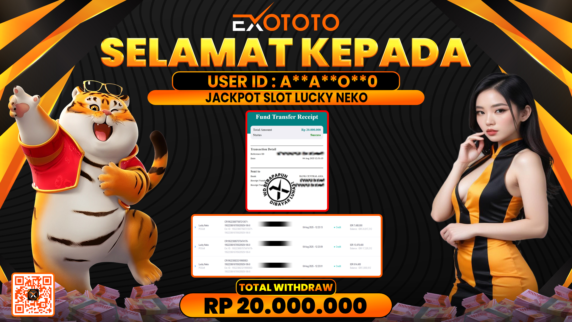 EXOTOTO JACKPOT DI SLOT LUCKY NEKO RP. 20.000.000,- LUNAS