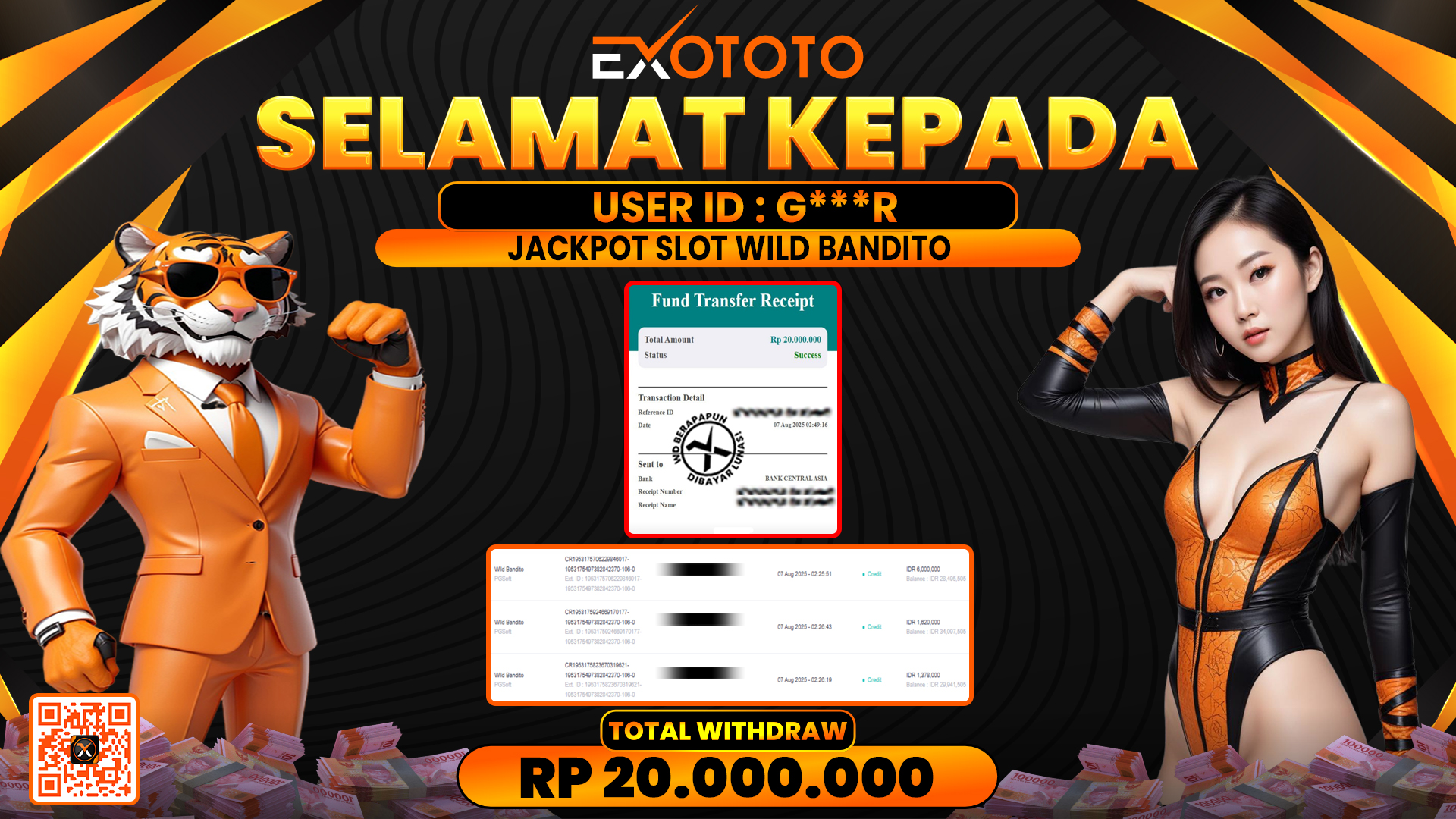EXOTOTO JACKPOT DI SLOT WILD BANDITO RP. 20.000.000,- LUNAS