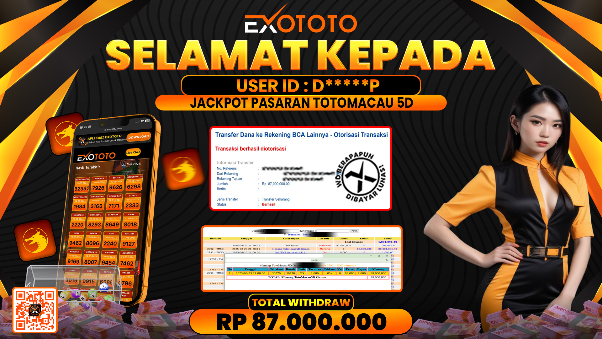 EXOTOTO JACKPOT DI PASARAN TOTOMACAU 5D RP. 87.000.000,- LUNAS
