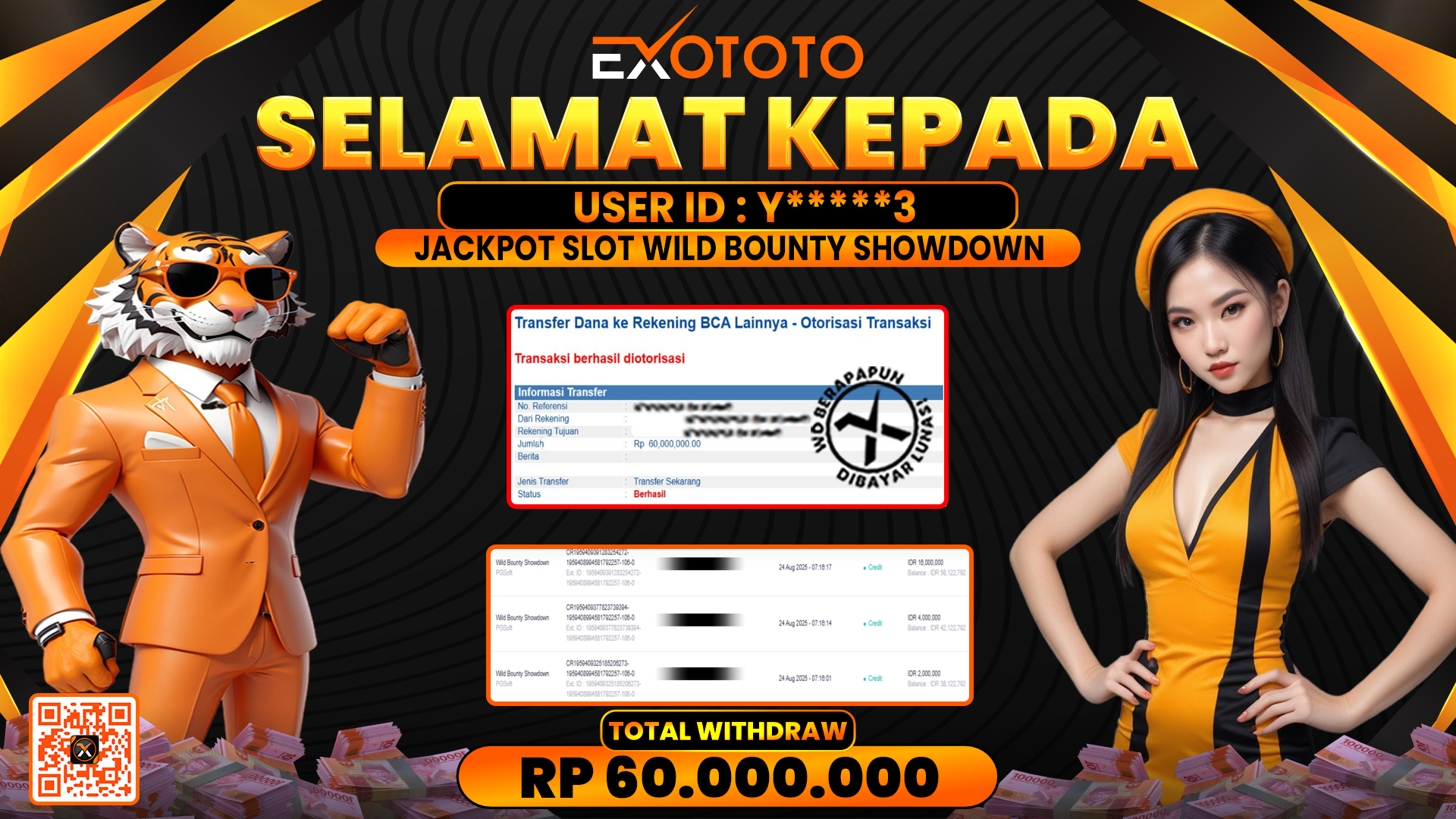 EXOTOTO JACKPOT DI SLOT WILD BOUNTY SHOWDOWN RP. 60.000.000,- LUNAS