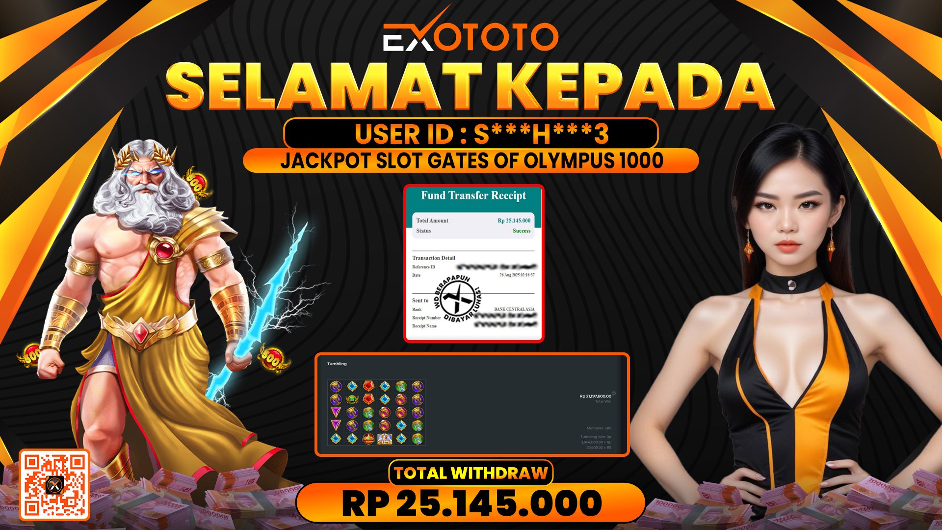EXOTOTO JACKPOT DI SLOT GATES OF OLYMPUS 1000 RP. 25.145.000,- LUNAS