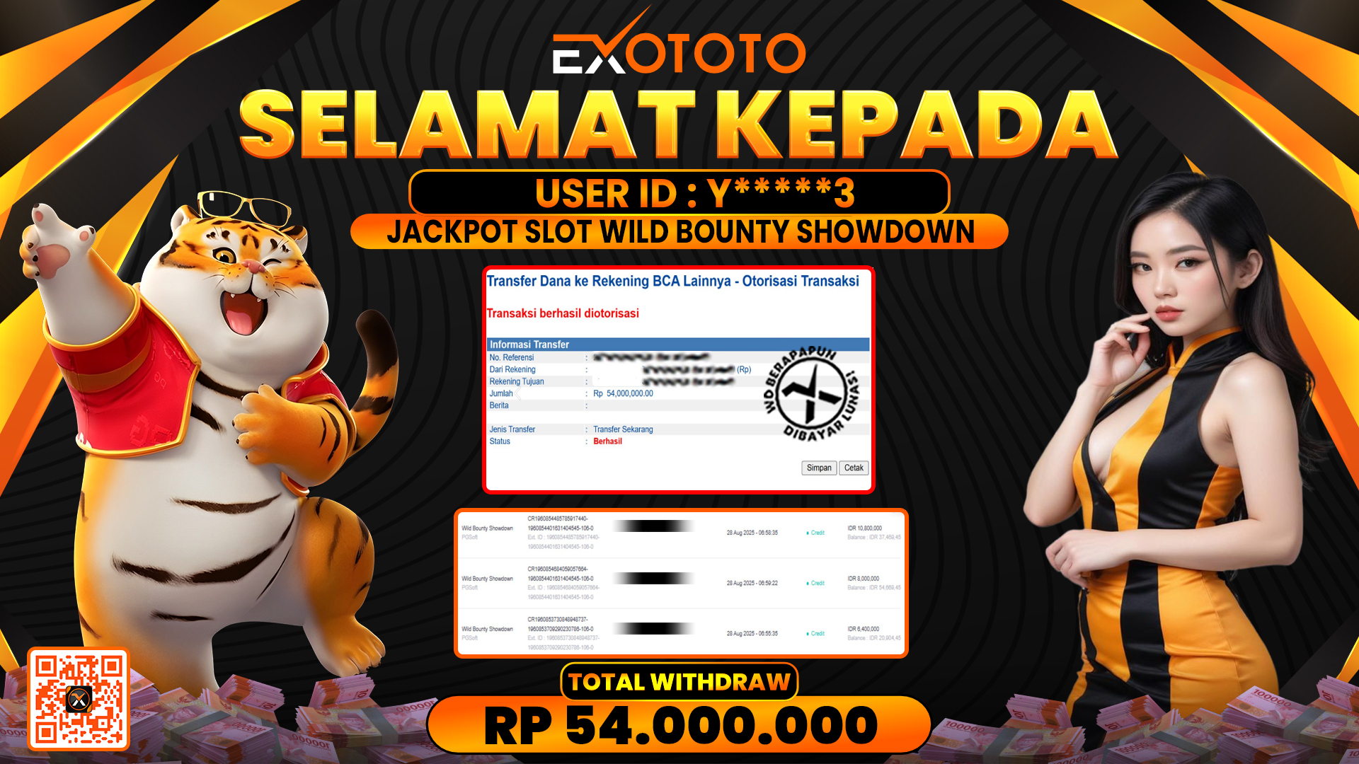 EXOTOTO JACKPOT DI SLOT WILD BOUNTY SHOWDOWN RP. 54.000.000,- LUNAS