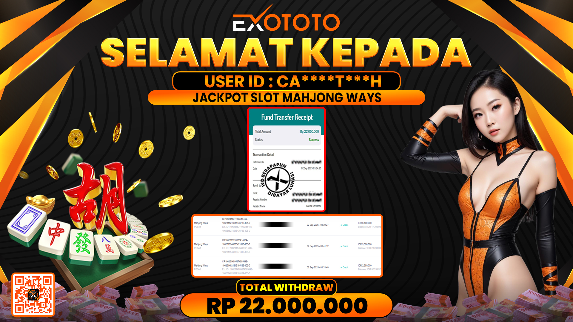 EXOTOTO JACKPOT DI SLOT MAHJONG WAYS RP. 22.000.000,- LUNAS