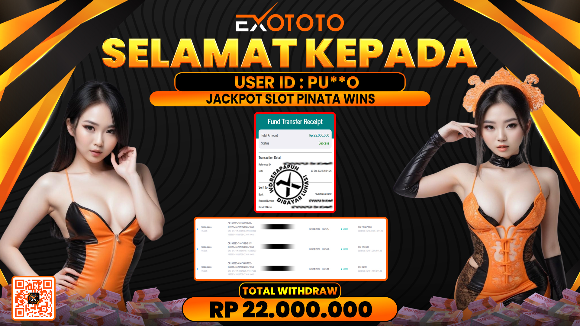 EXOTOTO JACKPOT DI SLOT PINATA WINS RP. 22.000.000,- LUNAS