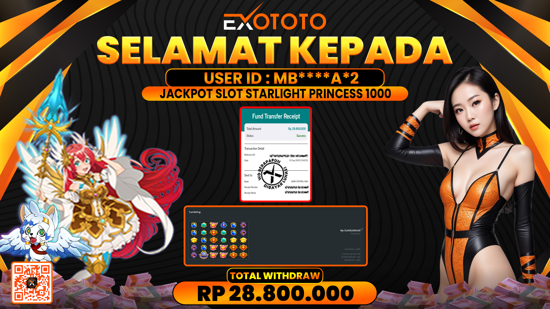 EXOTOTO JACKPOT DI SLOT STARLIGHT PRINCESS 1000 RP. 28.800.000,- LUNAS