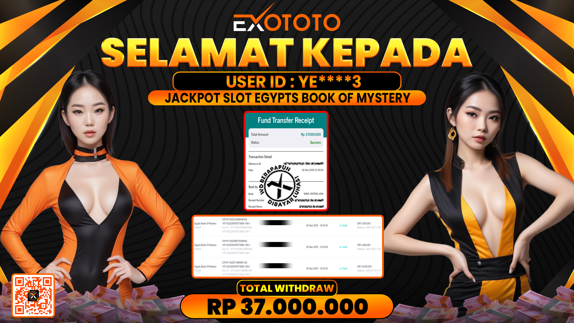 EXOTOTO JACKPOT DI SLOT EGYPTS BOOK OF MYSTERY RP. 37.000.000,- LUNAS