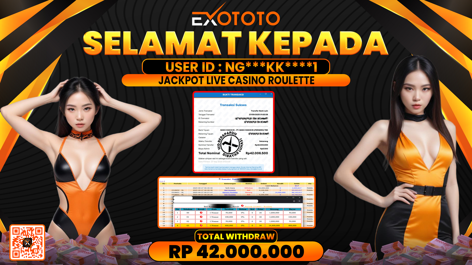 EXOTOTO JACKPOT DI LIVE CASINO ROULETTE RP. 42.000.000,- LUNAS