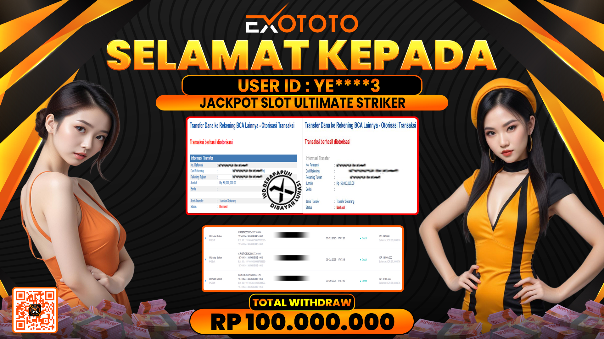 EXOTOTO JACKPOT DI SLOT ULTIMATE STRIKER RP. 100.000.000,- LUNAS