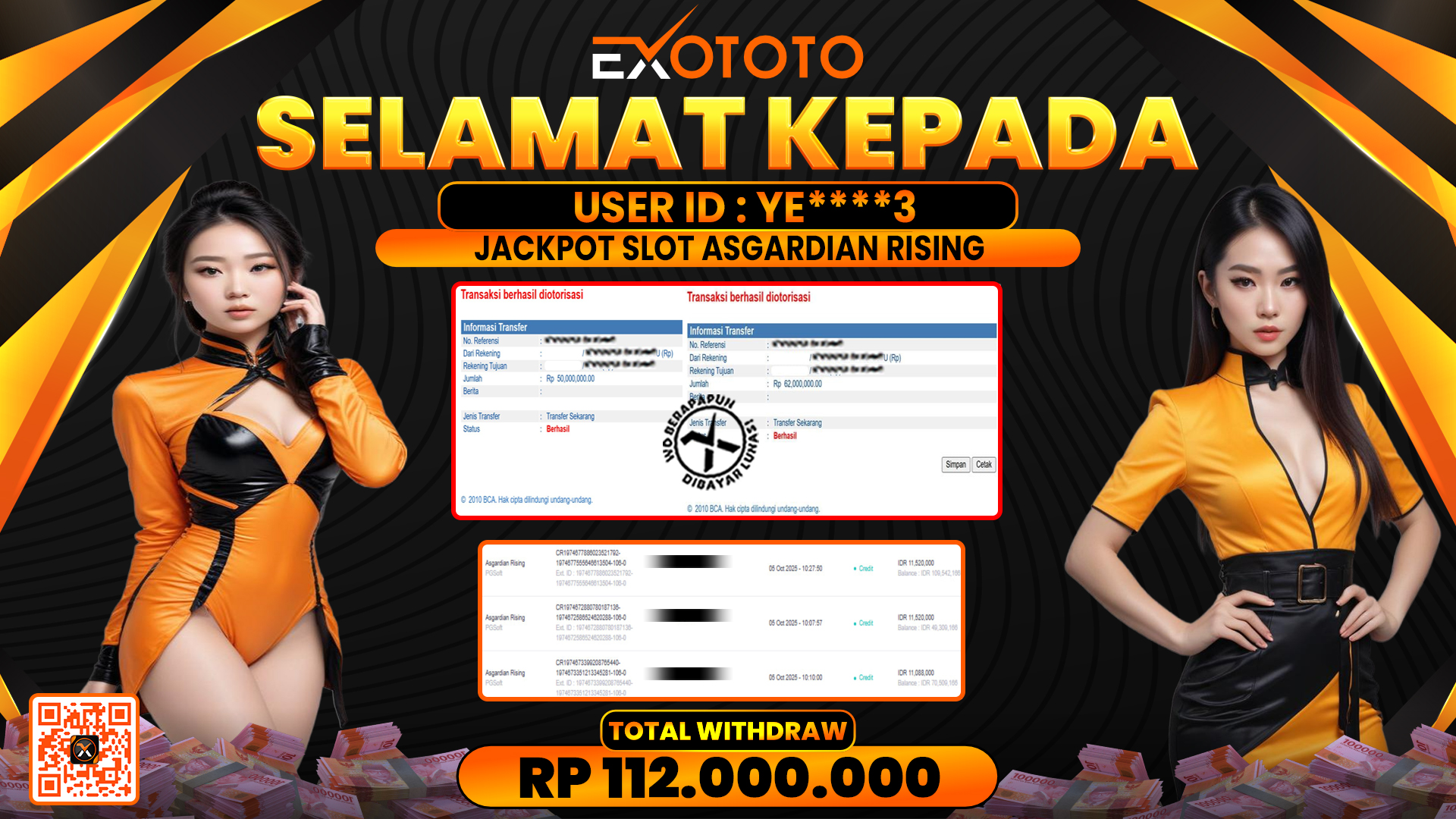 EXOTOTO JACKPOT DI SLOT ASGARDIAN RISING RP. 112.000.000,- LUNAS