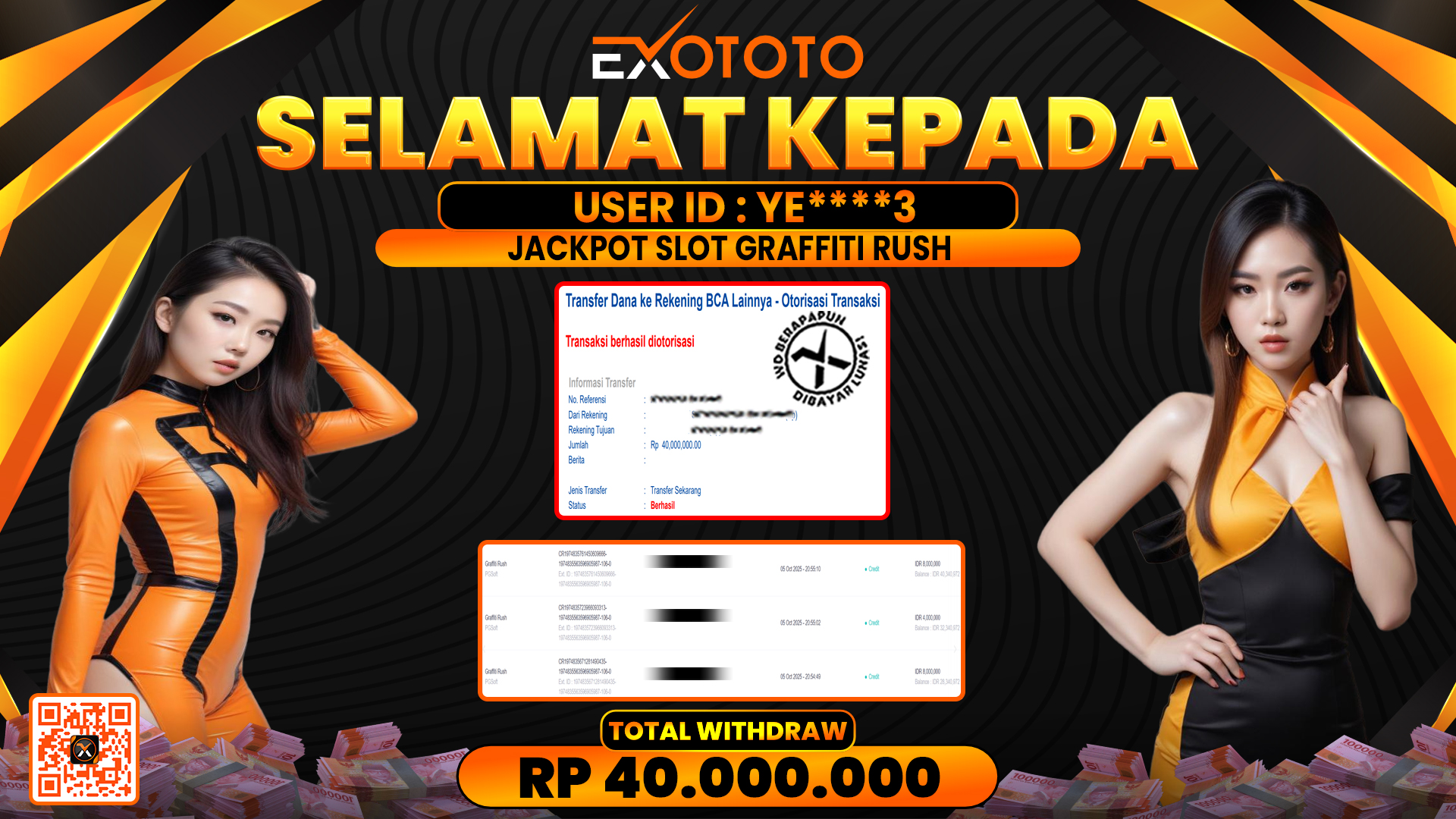 EXOTOTO JACKPOT DI SLOT GRAFFITI RUSH RP. 112.000.000,- LUNAS