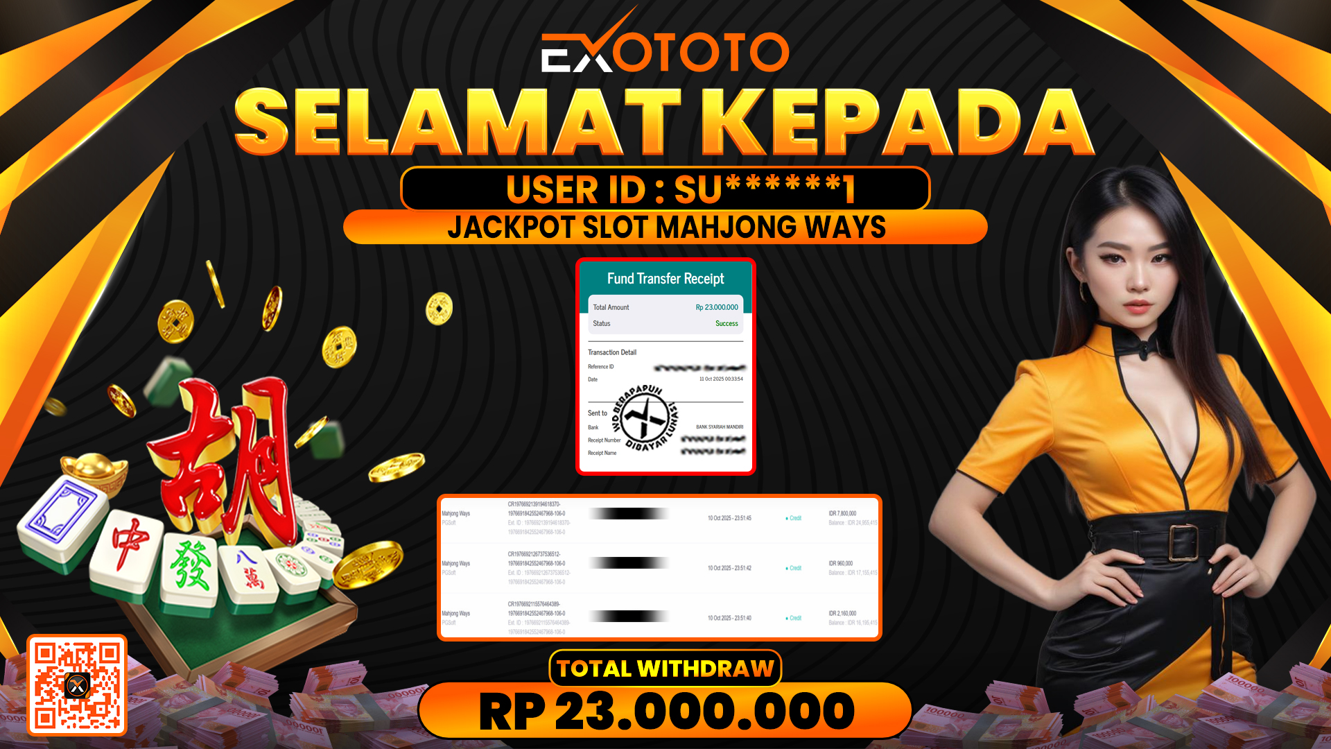 EXOTOTO JACKPOT DI SLOT MAHJONG WAYS RP. 23.000.000,- LUNAS