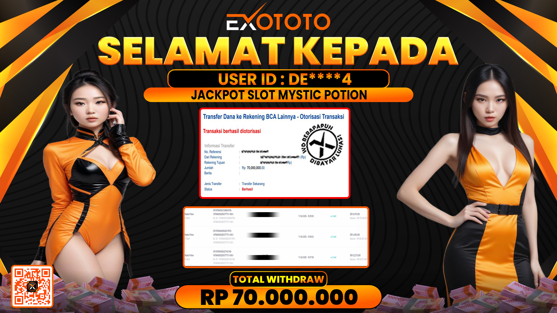 EXOTOTO JACKPOT DI SLOT MYSTIC POTION RP. 70.000.000,- LUNAS