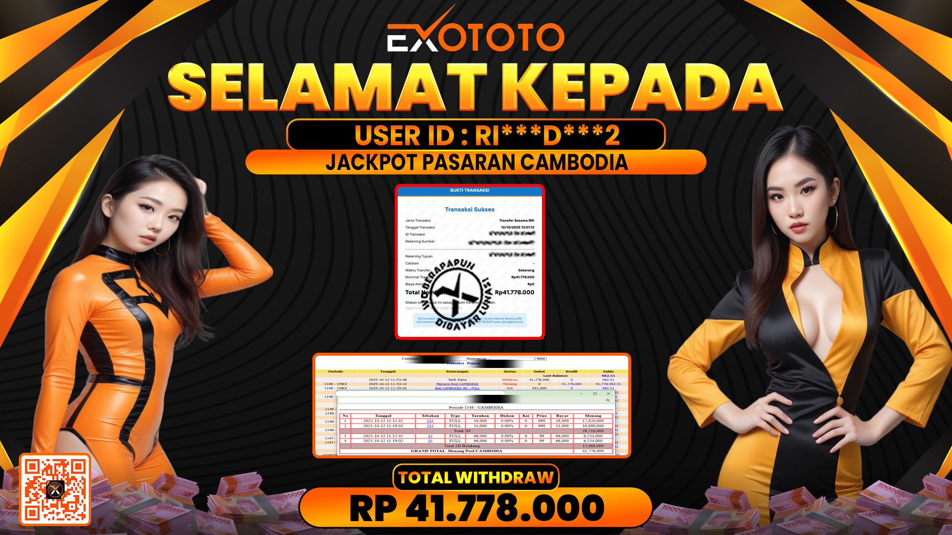 EXOTOTO JACKPOT DI PASARAN CAMBODIA RP. 41.778.000,- LUNAS